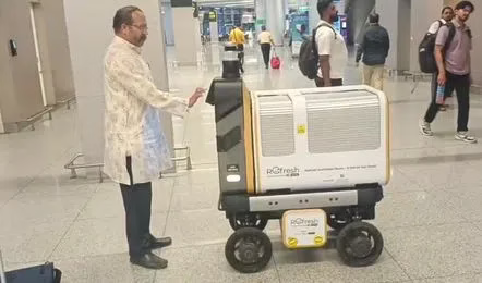 Watch Hyderabad airport tests robot for food delivery to flyers