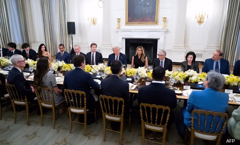 President Donald Trump hosted tech leaders at the White House Thursday night