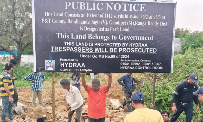 Hydraa reclaims 3,700 sq yards of encroached parkland in Bandlaguda Jagir