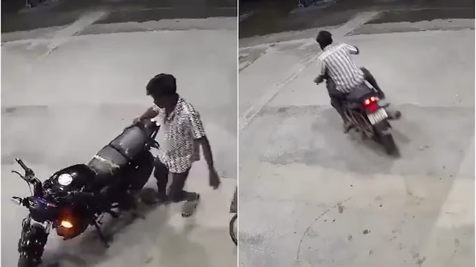 Andhra Pradesh Kurnool Bus Fire: CCTV Shows Biker Reckless Ride Before Dead