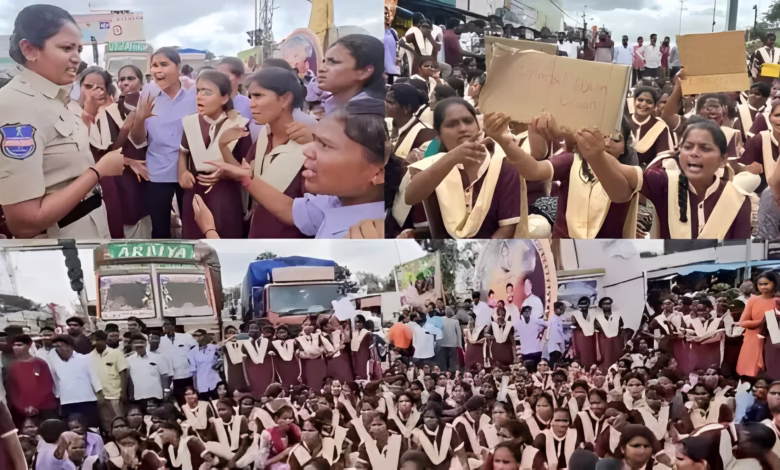 Telangana Gurukul students protest against corrupt principal Shailaja, accuse her of taking bribes