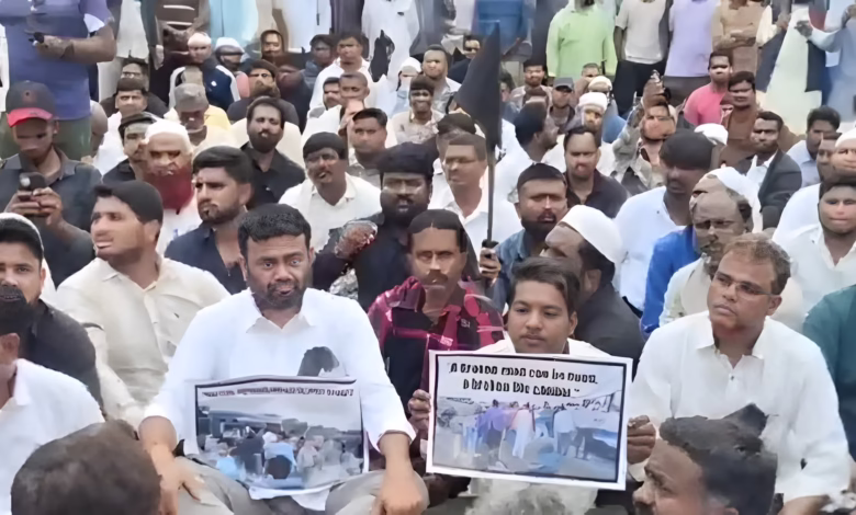 BRS protests in Chevella after 19 people killed in a tragic bus accident