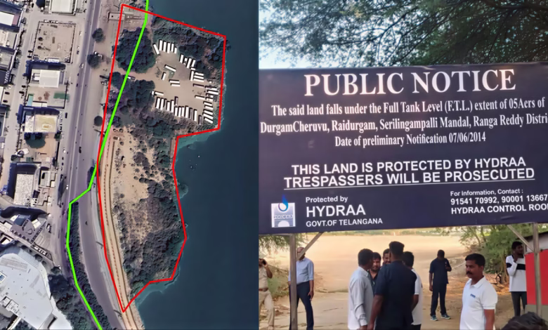 HYDRAA Durgam Cheruvu encroachments, Hyderabad lake encroachment drive