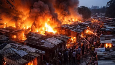 Several shanties were gutted in a major fire that broke out in Kolkata Garden