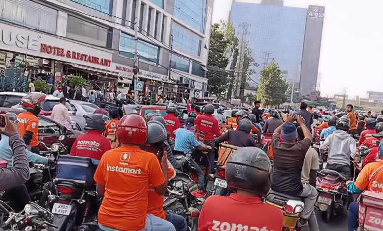 Hyderabad gig workers protest, India delivery workers strike