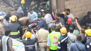 Nampally fire, Hyderabad fire accident, firefighters injured, rescue operation Hyderabad