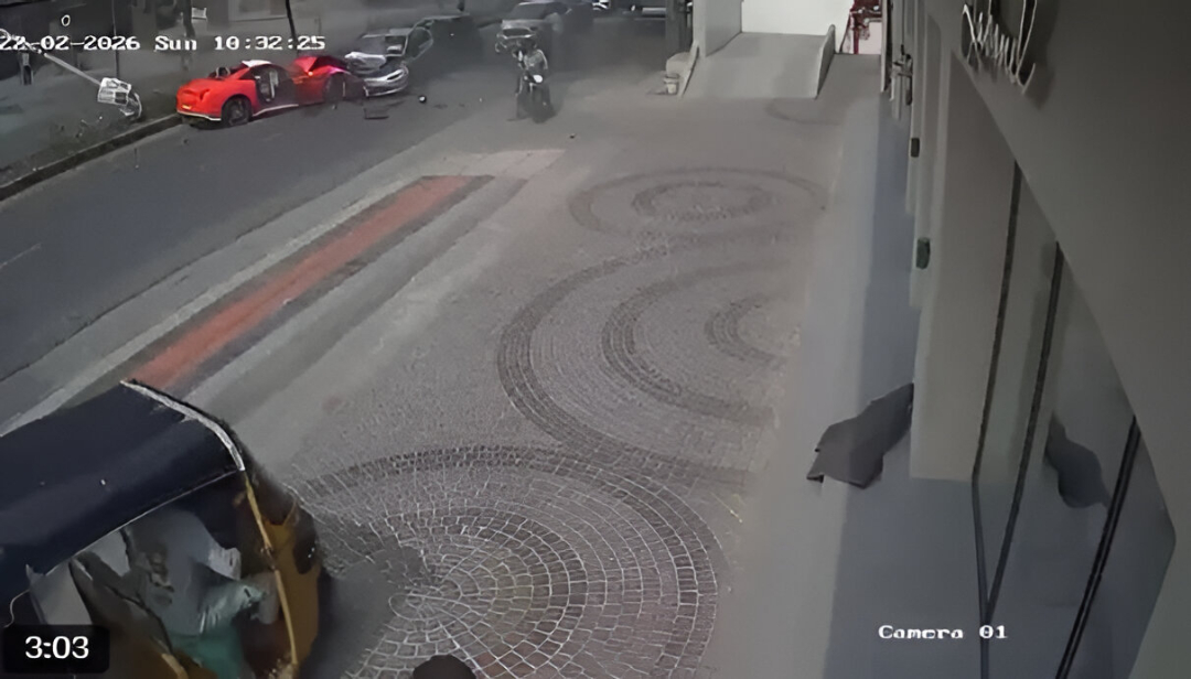 Hyderabad Ferrari Crash CCTV Video Surfaces After Jubilee Hills Road