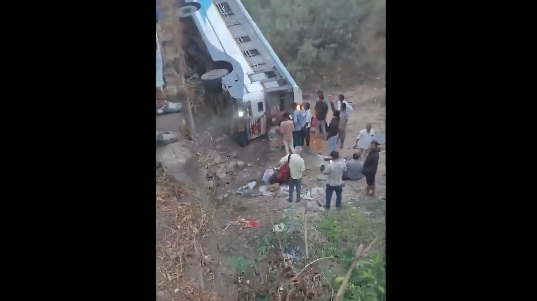 5 Passengers Suffer Injuries as RTC Bus Fell from Bridge in Adilabad