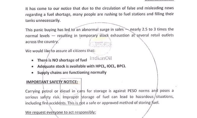 Petrol dealers deny fuel shortage rumors in Telangana
