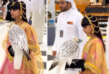 Abu Dhabi falcon auction, rare white falcon, Shaikha Al Mansoori